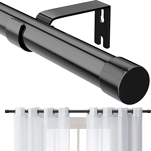 Bastone per Tenda, 76-238 CM Aste per Tende per Finestra con Pomelli a Cappuccio con Staffe Set, Bastone per Tende Regolabile in Acciaio Inossidabile di Diametro 16 mm per Camera da Letto/Nero