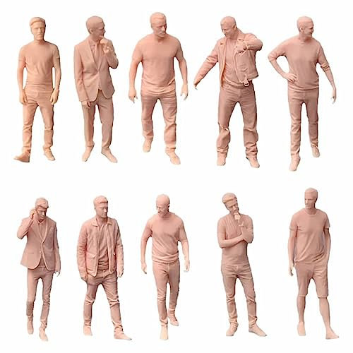 ZEDACAKAI (10 Pcs 1/64 Figure Man Standing Miniature Resin Casual Style Model Garage Kit Need To Be Colored By Yourself