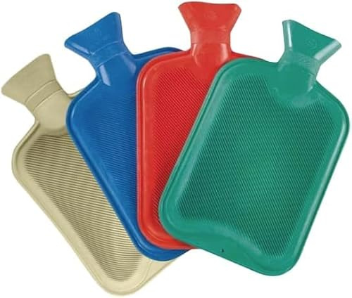Pack of 3 Hot Water Bottles - Natural Rubber Hot Water Bottles 2L - Perfect Hot Water Bag for Pain Relief (Colours Received Varies)