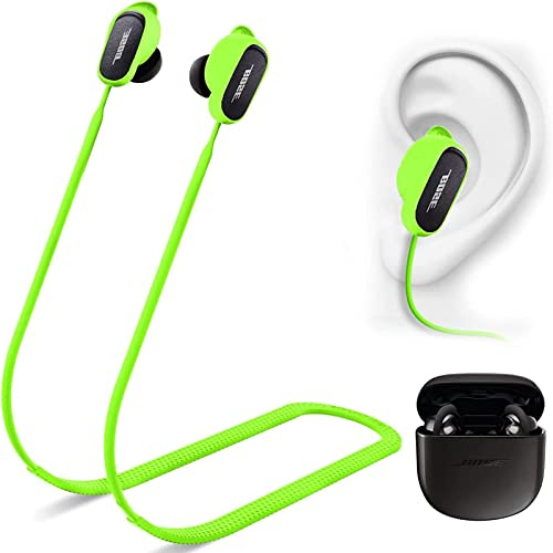 Miimall Compatible with Bose QuietComfort Earbuds II Anti-lost Strap, Soft Silicone Earbud Lanyard, Anti-lost Sports Straps for Bose QuietComfort Earbuds II-Night Green