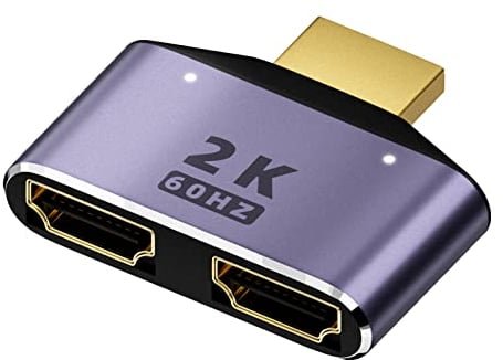 QIANRENON HDMI 1 in 2 Out Splitter Adapter 2K@60hz Hdmi 2 in 1 HD Display Umschalter HDTV 1 Stecker auf 2 Buchse Stecker, Mit LED Licht, (2 Anschlüsse können Nicht Gleichzeitig Angezeigt Werden)