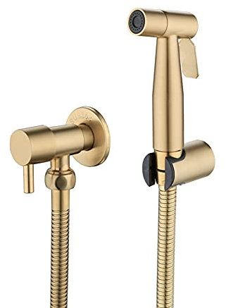 Hnsedjdh Set de robinetterie de bidet de salle de bain avec valve d'arrêt Doré brossé