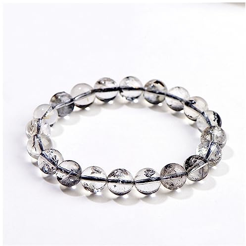 Lllunimon Natürliche Kristall Perlen Armbänder, Herkimer Kristall Single Circle Runde Perlen Armbänder, glückliche Schmuck Geschenke,8mm(about23beads)