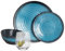 Vajilla de melamina para camping, 4 personas, color azul piedra + 4 vasos de agua Tiamo vajilla de picnic barbacoa