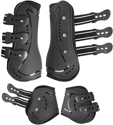 HackFond Horse Tendon Boots, Fetlock Boots & Open Front Boots for Jumping, Set of 4, Horse Protection Leg Guard