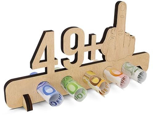 Sugeru Ausgefallenes Geldgeschenke 50. Geburtstag - 49 + 1 | Witzige Lustige Geldgeschenke Schild | Gästebuch Geschenk | Holz Deco für Jubiläum Freunde/Familie/Mann/Frauen Kreatives(50)