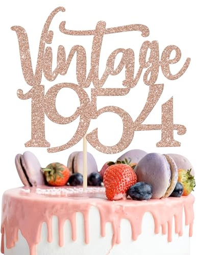 1 Stück Vintage 1954 Tortendeko Siebzig Awesome Since 1954 Kuchen Deko Happy 70 Fabulous 1954 Cake Topper für 70th Geburtstag Hochzeit Jahrestag Party Torten Dekorationen Rosegold