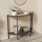 SAYGOER Console Table 2 Tier Narrow Entryway Table with Storage Shelves Half Moon Sofa Couch Table Small Entry Tables for Living Bedroom Hallway Office Easy Assembly, Gray Black