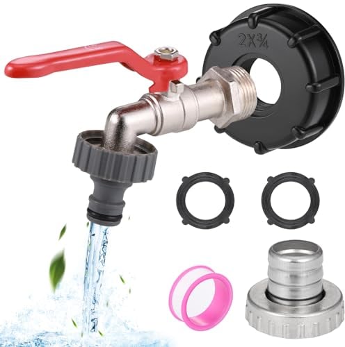 Zocipro IBC Tank Zubehör 3/4 Zoll, Brass IBC Schlauchanschluss, IBC 1000l Container Wasserhahn Adapter mit Kugelhahn, Für Ibc Regenwassertanks, Tankhahn mit Dichtband, ibc Tank Verbinder
