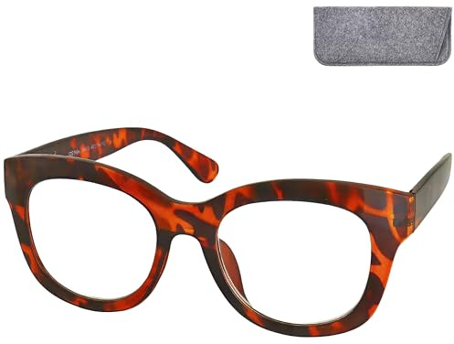 Lesebrille Damen Retro Dicker – großer eckiger Rahmen mit Federscharnier | Markante Kunststofffassung mit großen 48 × 41 mm Gläsern; 140 mm breit, 141 mm Bügel und 31 g