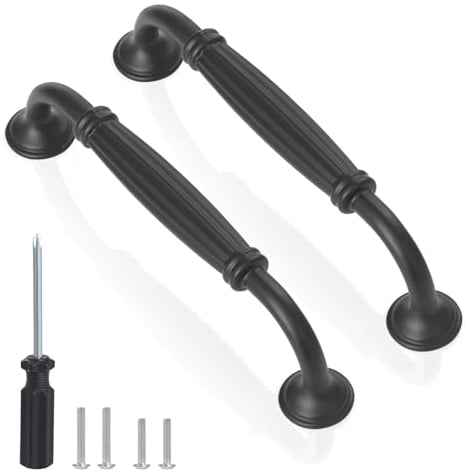 Roxanex 6PCS Kitchen Cabinet Handles with Screwdriver, 128mm Hole Centre