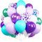 Ousuga Palloncini Sirena, 60 Pezzi 12 Pollici Palloncini Bianco Viola Verde Acqua Metallizzato Coriandoli Palloncini Lattice per Compleanno Matrimonio Anniversario Baby Shower Tema Sirena Decorazioni