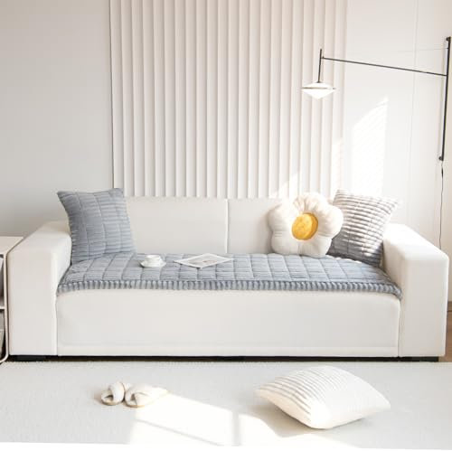 jianyana Sofa Covers - Soft Thick Plaid Cushion Corduroy Anti-slip Durable Universal Couch Slipcovers Washable Furniture Protector for 1 2 3 4 Seater Sofa Loveseat L-shape Corner Futon Sofas