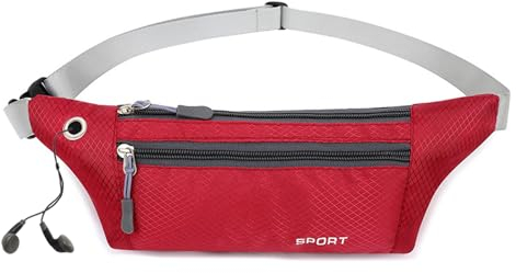 CCAIPU Sport Bauchtasche Herren und Damen Gürteltasche Wandern Gürteltasche mit verstellbarem Gürtel Wasserdicht Gürtelset Fanny Pack für Soprt Reise Outdoor Camping (Rot)