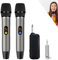HINGTAT Kabellose Mikrofone, UHF Schnurloses Mikrofon mit Wiederaufladbarem Empfänger, Metall Handheld Dynamisches Professionelles Mikrofonsystem Set für Karaoke Gesang, PA System (Silber)