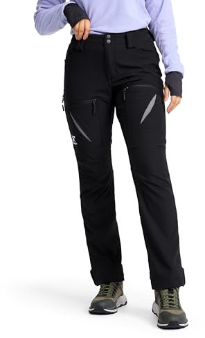 RevolutionRace Hiball Softshell Pants für Damen, Outdoor Hosen für Wandern, Black, XL