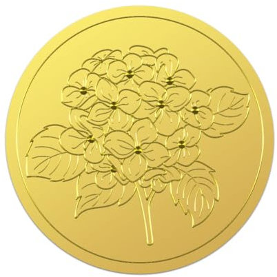WADORN 100 pièces D'Or Hortensia Feuille Gaufré Autocollant, 5cm Fleurs Étiquettes Sceaux Autocollantes D'Enveloppe Auto Adhésifs Floraux Vintage Sceaux Dorés Autocollants pour Carte D'Invitation
