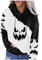 AMDOLE Halloween kostüm mädchen Halloween-Sweatshirt für Damen 2024, Halloween, gruseliger, Grafikdruck, langärmelige Hoodies, lässige Pullover-Tops Pullover Damen Blau (White, XXXXL)