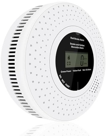 Scondaor Interlinked Smoke and Carbon Monoxide Detector Combo with LCD Display, Pre-Linked Smoke Alarms for Home Replaceable AA Battery Included, Smoke CO Alarm with Test/Silence Button (1 Pack)