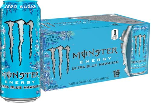 Monster Energy Ultra Blue Hawaiian, bevanda energetica senza zucchero, 453,6 g (confezione da 15)