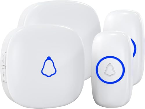 SECRUI Sonnette sans Fil Exterieur Etanche, IP66 Carillon sans Fil 400M, 2 Récepteur Sonnette Electronique & 2 Capteurs avec Piles, 58 Mélodies 0-120dB Volume Réglable, LED Couleur Indicateur