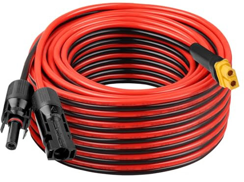 XT60 Solar-Verlängerungskabel, 10 AWG, 12 m, 2, 3, 6, 10, 15, 20, 25, 35, 40, 50, 75, 30 m, XT60 Verlängerungskabel, Buchse auf Stecker, für tragbare Powerstation, Solarpanel, RC LiFePO4 Batterie