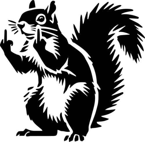 Eichhörnchen zeigt Mittelfinger Abziehbild-Transfer-Aufkleber. Autoaufkleber mit Stinkefinger für Motorrad, Notebook, Kühlschrank, Wand, Tür, Mülleimer, Gepäck
