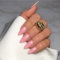 SXVME 48 Pcs Baby Pink Press on Nails Almond Medium Acrylic False Nails Medium Stiletto Natural Fake Nail Set Elegant Solid Color Full Cover Glossy Gel Stick on Nails for Women Daily Wear