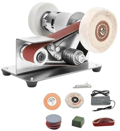 Máquina De Lijado De Cinta Eléctrica, Lijadora De La Banda Eléctrica, 7 Molinillo De Banco Eléctrico De Velocidad Ajustable, Molinillo De Cinturón De 15 °, Afilador De Cuchillos Multifuncionales