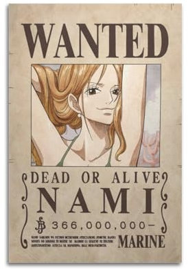 WYBRBHR Anime-Poster, Wanted Nami, dekoratives Gemälde, Leinwand, Wandposter und Kunstdruck, moderne Familienschlafzimmer-Dekoration, Poster, 40 x 60 cm