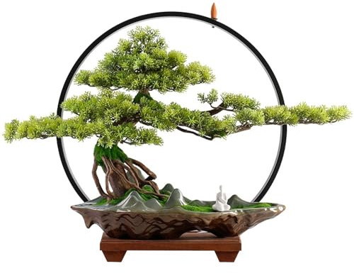 Bonsai Tree Creative Lamp Circle Simulation Cypress Planting Landscape Decoration Living Room Office Entrance Opening Gift Artificial Bonsai Tree