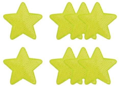 YELARXI Sequin Star Iron on Patches Embroidered Sew Sequin Glitter Patch Appliques, 2.8x2.8 Fit for DIY Shoes Hats Backpacks Clothing Repair - (8 Pack, Yellow)
