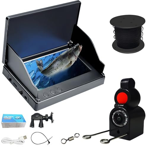 Unterwasserkamera Angeln Fishfinder, Fish Finder Kamera mit 4.3 Zoll IPS Display und 30m Kabel, Wasserdicht 220° Weitwinkel Nachtsicht Unterwasser Angelkamera für Meeresangeln Fluss Angeln Eisfischen