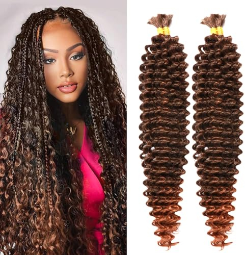 Seimainurs Deep Wave Crochet Hair Long Curly Braiding Hair for Boho Braids Ocean Wave Braiding Hair for Black Women (T1B/30, 24 Inch (Bundles of 4))