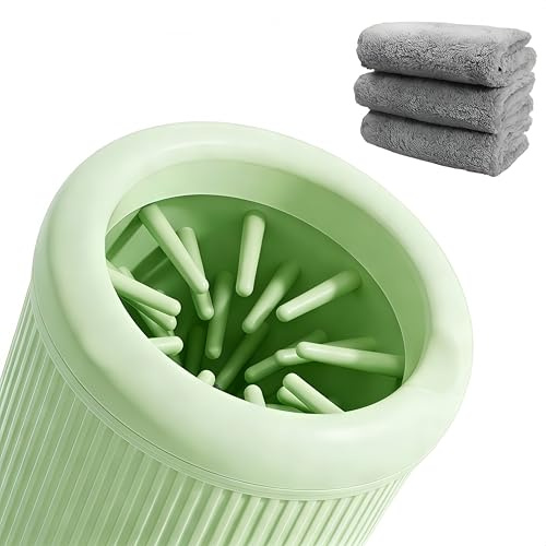 PetFizz Dog Paw Cleaner for Dogs, Pet Paw Cleaner with 3 Absorbent Towels, Dog Foot Cleaning Machine Size M