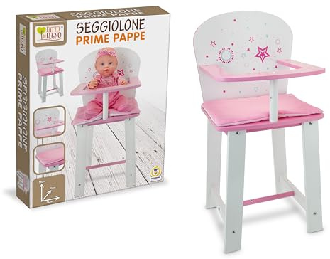 Hergestellt aus Holz Prime Pappe Hochstuhl für Puppen, weiß und rosa, 55 cm hoch