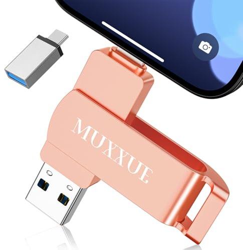 MUXXUE Speicherstick für iPhone USB Stick 128GB Ohne EIN App Herunterzuladen 3 in 1 USB Stick 1Phone,1Pad,OTG Android Handy,PC