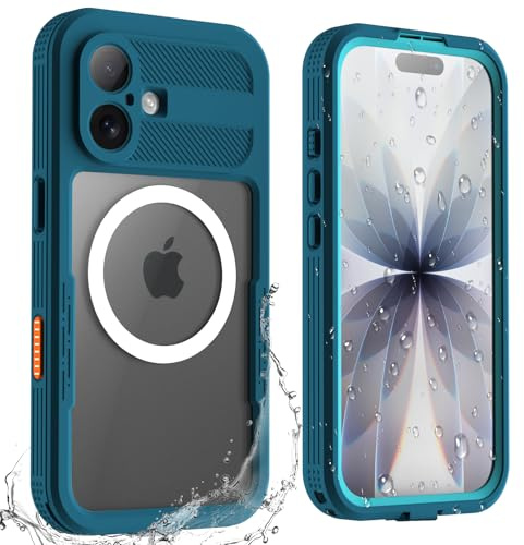 WindRen Custodia Compatibile con iPhone 17, IP68 Impermeabile,Custodia Protettiva a 360°, Antiurto, Antipolvere, Con Protezione per la Fotocamera/Pellicola Protettiva per lo Schermo, Blu