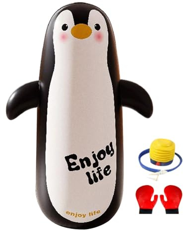 Inflatable Punching Bag 119 cm with Gloves and Pump for Kids Cartoon Print Punching Bag for Training Indoor Sports and Gym Home