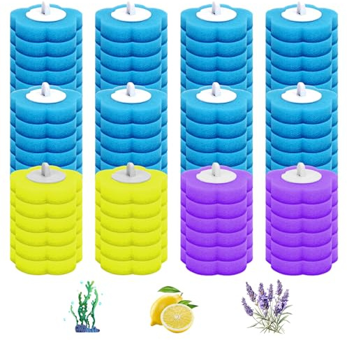 72 PCS Disposable Toilet Brush Refills Pads, Toilet Brush Disposable Head 3-Color Toilet Wand Refills Disposable Refill Heads for Sink Bathtub Wash Basin with Ocean, Lavender, Lemon