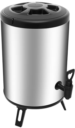 Calentador de bebidas de acero inoxidable, 8 litros, termo de gran capacidad, para camping, fiestas y buffets, para bebidas calientes y frías, con base plegable, 23 x 35 cm