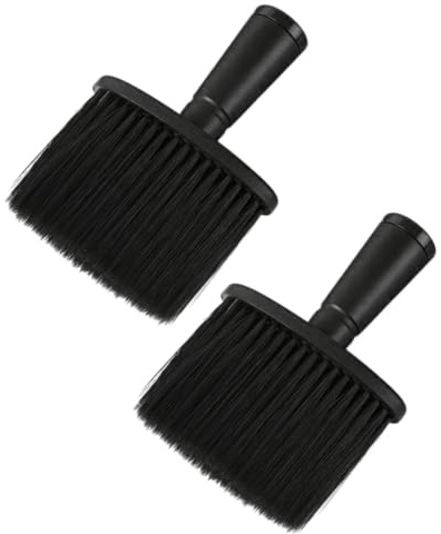 WUNZILO 2 Piezas Brocha de Peluquería, Cepillos de Cuello Barbero Plumero Cuello Cepillo Suave Pelo Peluqueria Corte Estilista para Eliminar los Residuos del Cabello, Negro