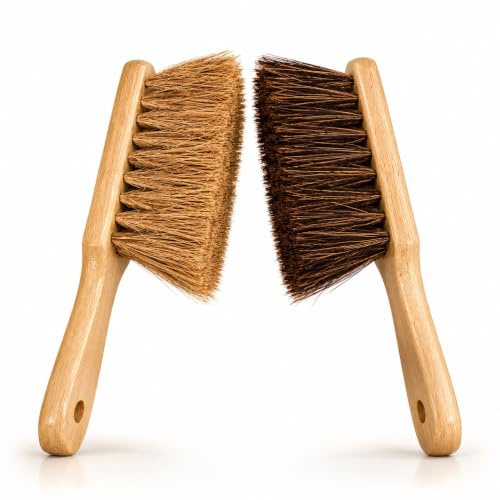 Hand Brush Set 2 Pack Soft Coco & Hard Bassine Bristle Wooden Handles | TWIN PACK VALUE COMFORTABLE WOODEN HANDLES ECO-FRIENDLY & LONG-LASTING