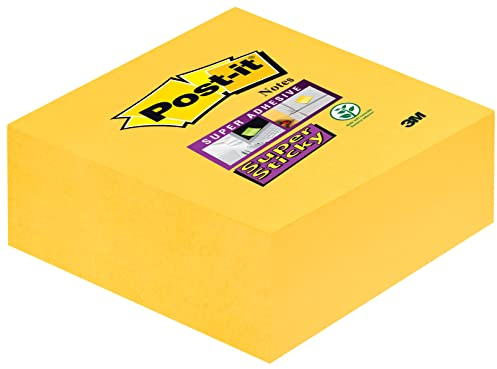 Post-it Super Sticky Notes Würfel, Ultra Gelb, 270 Blatt, 76 mm x 76 mm - Extra-stark klebende Notizzettel für To-Do-Listen und Erinnerungen