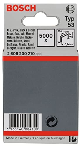 Bosch Accessories Professional 5000x Feindrahtklammer Typ 53 (Textilien/Gewebe, Karton, 11.4 x 0.74 x 8 mm, Zubehör Tacker)