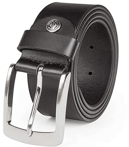 LINDENMANN Leder-Gürtel Herren 40 mm breit, Gürtel Herren Büffelleder, Jeans-Gürtel Herren Leder, Größe/Size:120, Farbe/Color:schwarz