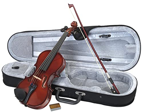 Classic Cantabile Student Violinenset 3/4 (Einsteiger/Schülerinstrument, Geige, Boden & Zargen aus Ahorn, Massive Fichtenholz Decke, Ahorn Steg, Inkl. Etui, Bogen und Kolofonium)