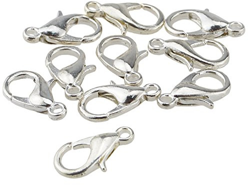 Kare & Kind – 100 Chiusure a Pinza di Aragosta Ricurve, 7x12 mm, Placcate Oro con Confezione al Dettaglio (Argento)