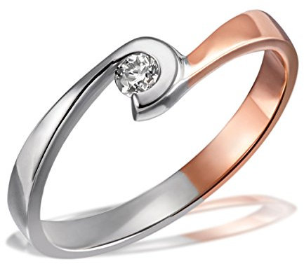 Goldmaid Damen-Ring 585 Rotgold rhodiniert Diamant (0.10 ct) weiß Brillantschliff Gr. 60 (19.1) - Sg R7444S58560 Verlobungsring Diamantring