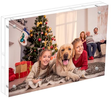 NIUBEE Acryl-Bilderrahmen, magnetisch, doppelseitiger Bilderrahmen, vertikal und horizontal, freistehend, quadratisch, 4x6 inch